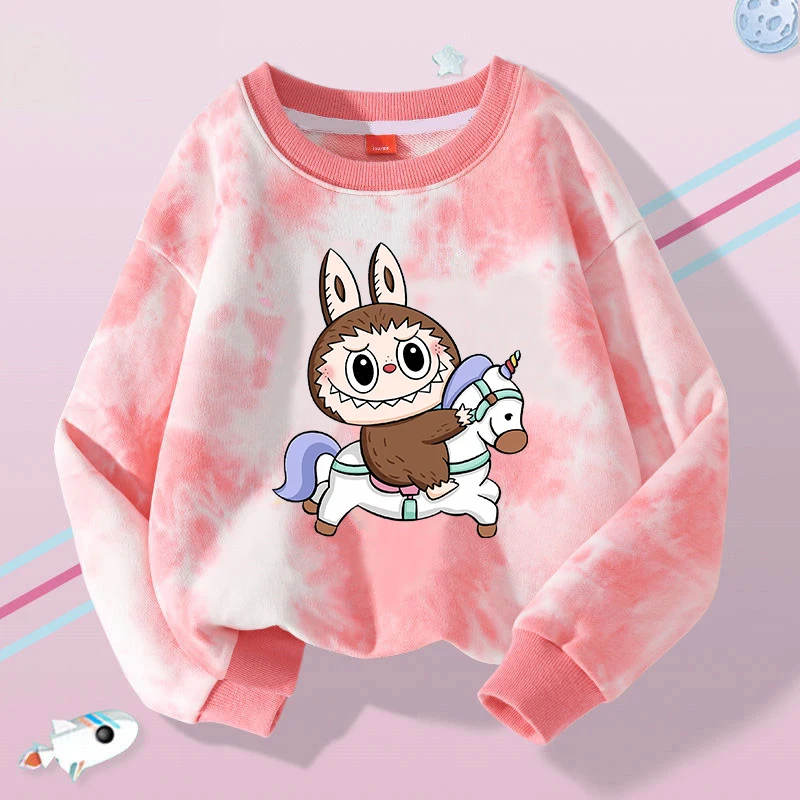 thumbnail image 1 of MART Labubu Kids Crew Neck Sweater Cute Cartoon Printed Pullover Boys Girls Winter Casual Warm Tops Childr Birday Gifts, 1 of 5