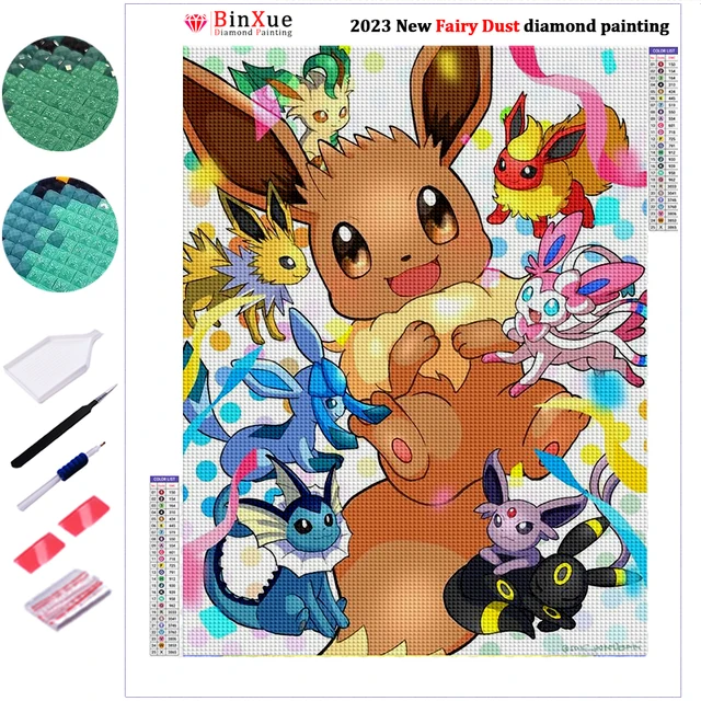Pokemon AB Fairy Dust Diamond Painting Kit Cartoon Animal Fox Rhinestone  Eevee Pikachu Cross Stitch Handmade DIY Mosaic Art Gift