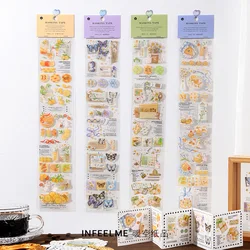 1 feuille d'autocollants mignons en PET, bande adhésive de masquage, Scrapbooking, Journal, papeterie décorative pour étudiants, longue bande de ruban 