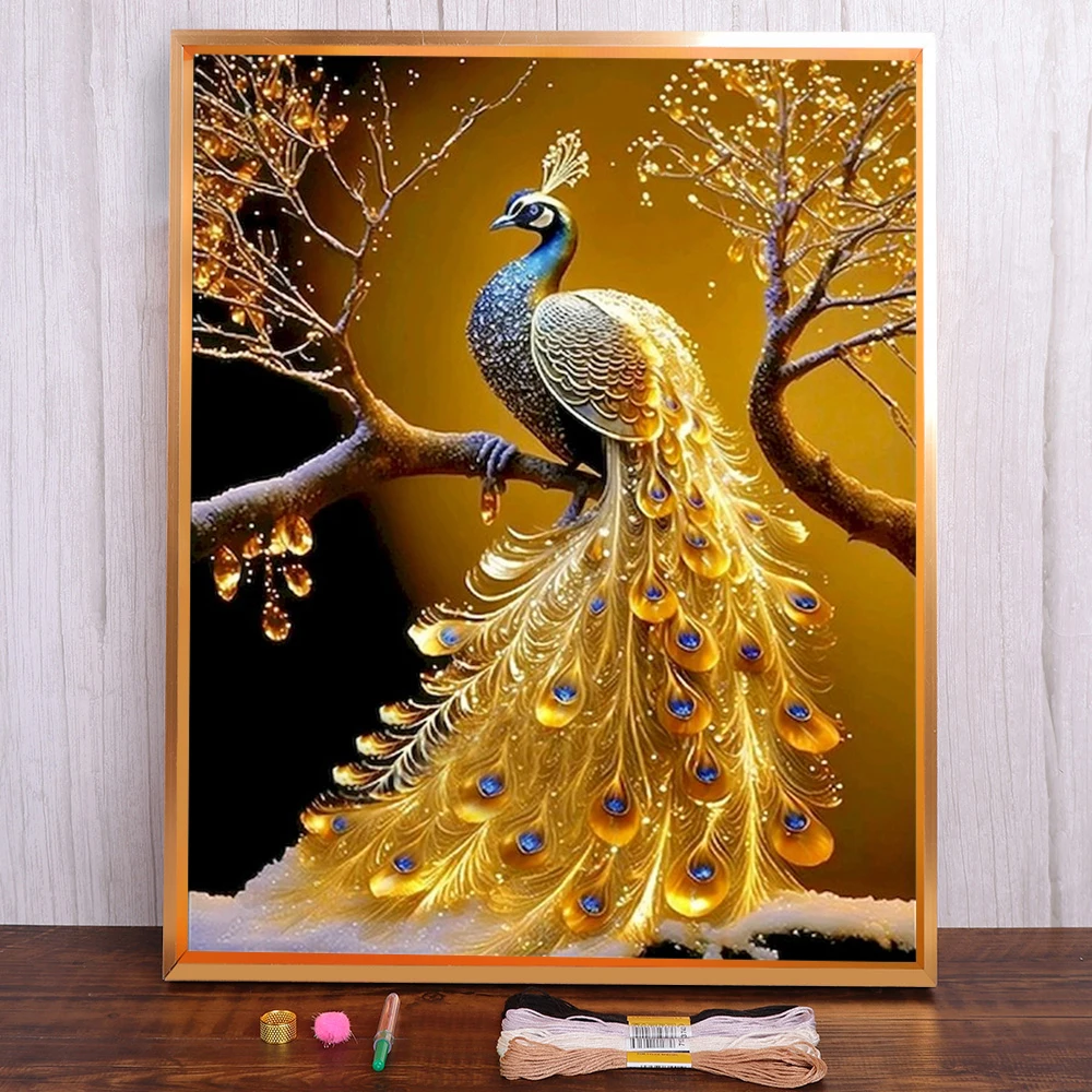 Elegante pavão dourado pré-impresso ponto cruz bordado conjunto artesanato  pintura artesanal magia jóias diferentes - AliExpress, image size:1000x1000