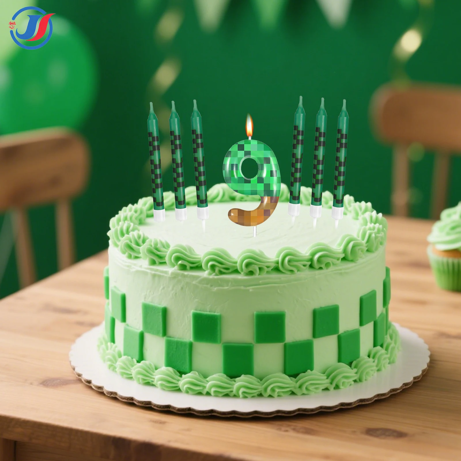 Pixel miner birthday cake candles topper 7Pcs for pixel theme party anniversary party video game supplies for boys girls