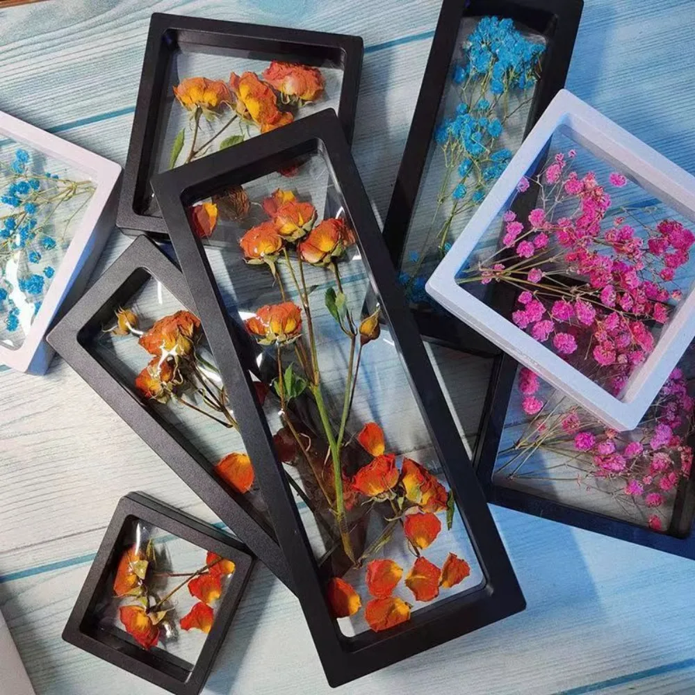 Photo Frame Plastic Transparent Frame Storage Box Black White Square Jewelry Storage Case DIY Picture Frame Dried Flower photo frame,card storage box,display case