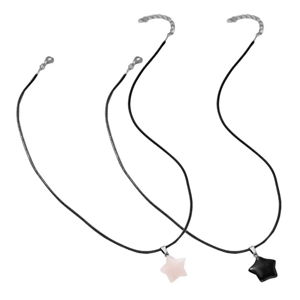 

2 Pcs Clavicle Chain Necklaces Creative Pendant Summer for Girls Artificial Crystal Female Miss Aesthetic