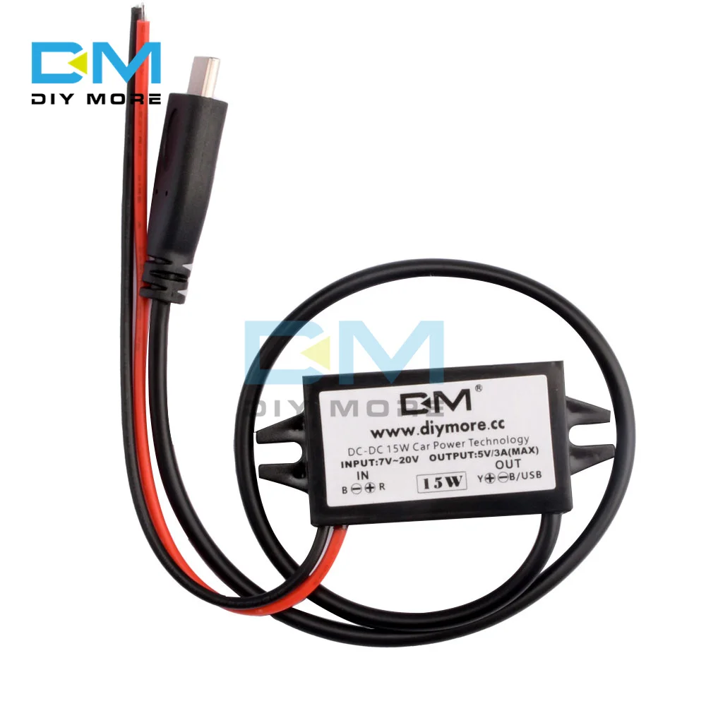 DC- DC 12V à 5V 3A 15W convertisseur de Power de voiture Dual USB abaisseur  de Voltage