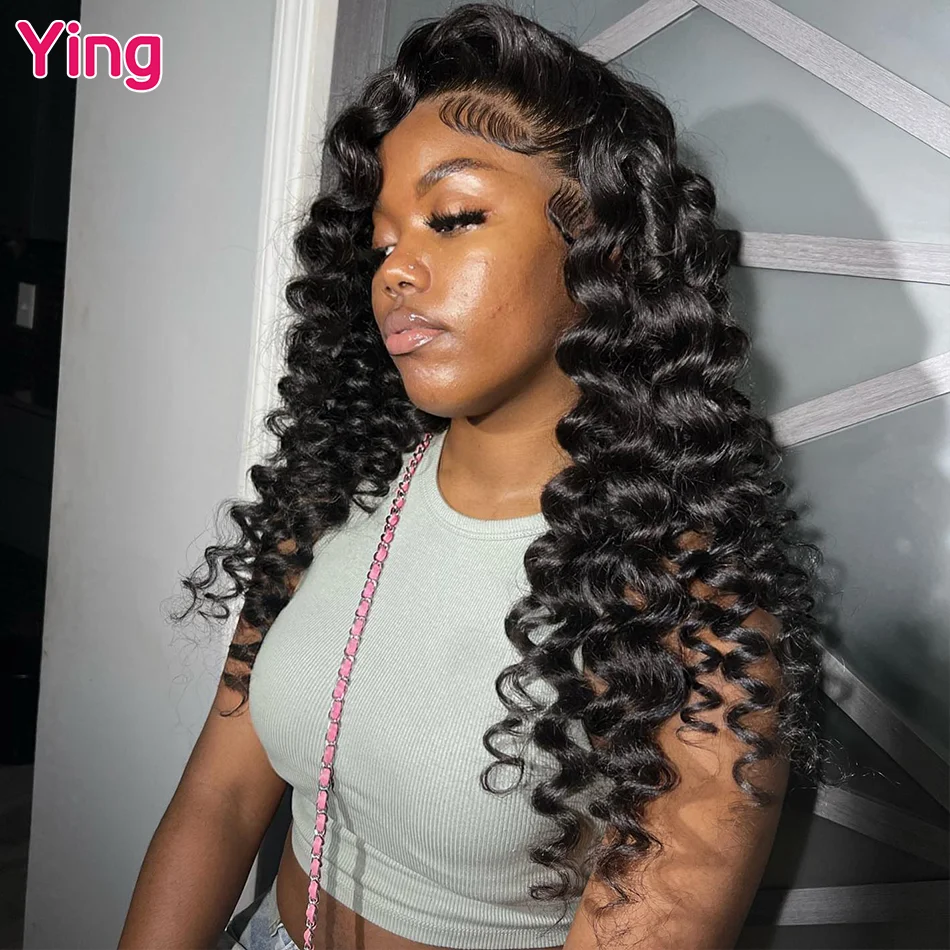Chocolate Brown 200% Loose Deep 13x4 13x6 Lace Frontal Human Hair Wig PrePlucked Brazilian 34 Inch Loose Wave Lace Front Wig
