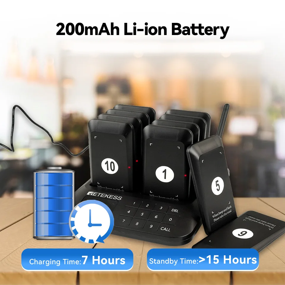 Retekess TD157S Wireless Calling System Pager Restaurant Buzzer Beeper Bell Receivers Coasters For Food Truck Cafe Bar Clinic wireless calling system