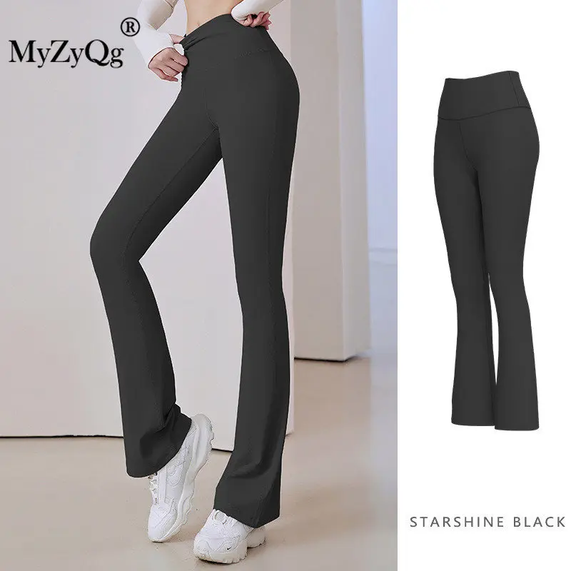 MyZyQg Micro Pant Female Fitness Tight Buttock Lift Quick Dry Breathable  High Waist Thin Slim Wide Leg Sports Yoga Flare Pants