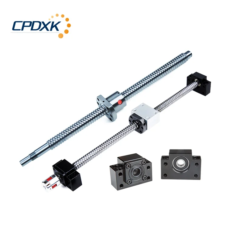 Parafuso de Esfera Cnc 20 mm Sfu2010 Parafuso de Esfera 1500 mm com Extremidade Bkbf15 Usinagem Mais Porca de Esfera Sfu2010 Mais Suporte Mais Acoplamento