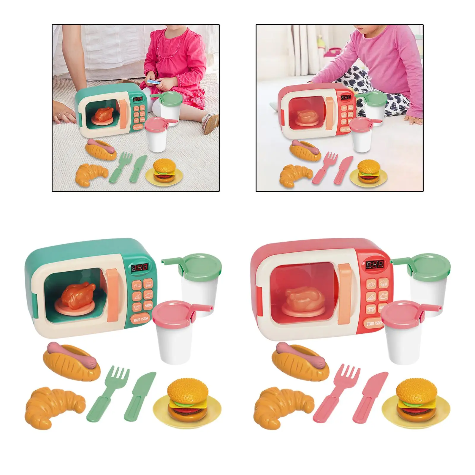 Kids Microwave Oven Toys Toddler Play Kitchen Toys Kids Valentines Gifts for Children Girls Boys 3-8 Year Old Toddlers