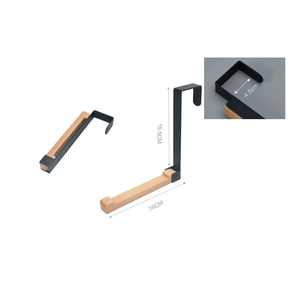 Foldable Metal & Wood With Anti Slip Strip Easy Install No punching Rear Door Hook Over Hanger The