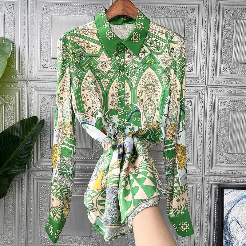 

Fashion Woman Blouse 2023 Vintage Floral Chiffon Blouse Spring New Long Sleeve Loose Shirt Tops Elegant Women Clothing