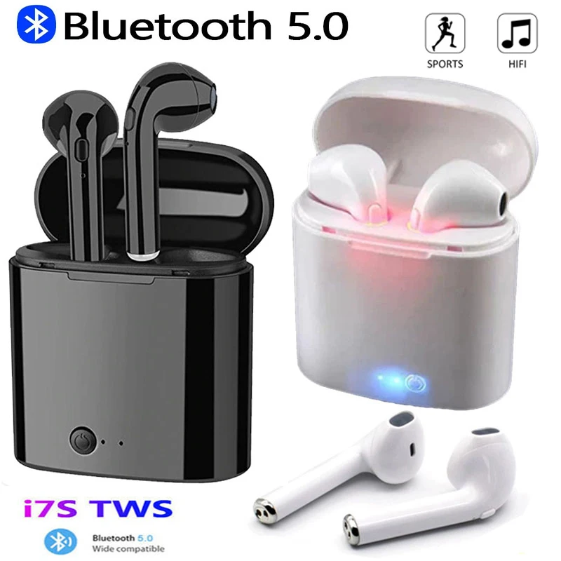 I7s TWS 무선 헤드폰 블루투스 5.0 이어폰, 스포츠 이어버드 헤드셋 마이크 충전 박스 헤드폰 pk i7 i12 Y30 Y50 A6S