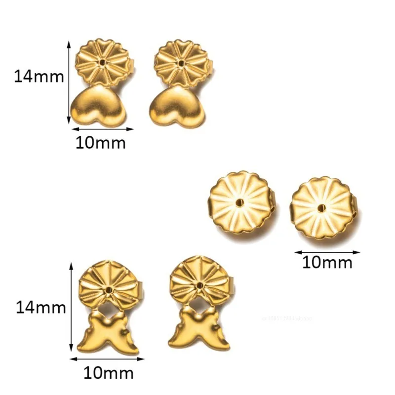 Stainless Steel Earring Lifters Backs Fixtures Hypoallergenic for DIY Heavy Earring Jewelry Making Supplies Accessories 2 Pairs earring back stoppers