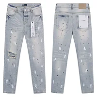 Autumn and winter Korean version of  men's clothing blue ripped micro-elastic jeans men's small feet and trousers 1