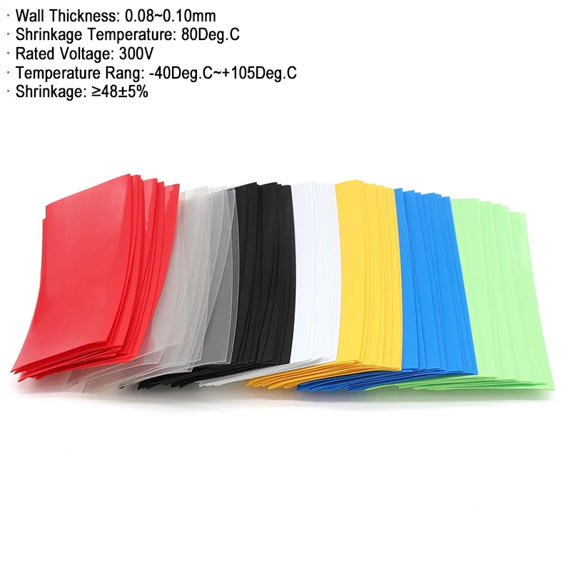 Precut PVC Heat Shrink Tube Battery FilmTape Shrinkable Sleeve Tubing Protect Pipe Cover for Battery 18650/26650/21700