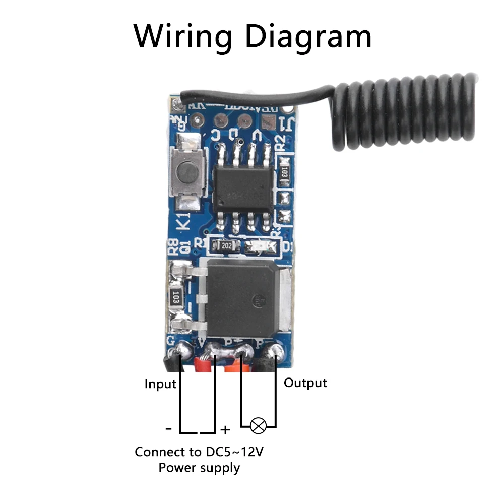 433MHz DC 5-12V Wireless Remote Control DC Motor Speed Controller LED Light PWM Speed Regulation Dimming Module
