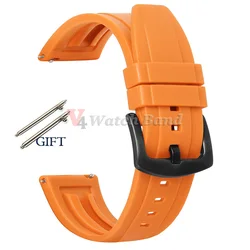 Versatile Silicone Sports Strap - Quick Release Rubber Wristband Bracelet - 22mm (Orange - Black)