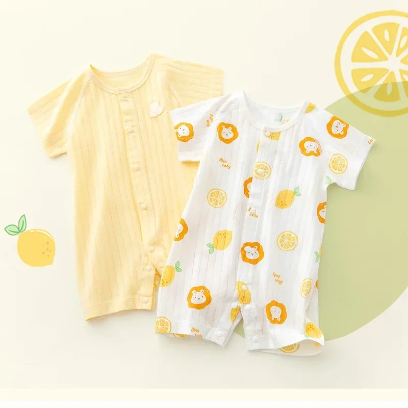 

Baby Short Sleeve Men's Thin Breathable Onesie Baby Cotton Clothes Climbing Clothes Summer Newborn Clothes 0 To 3 Months