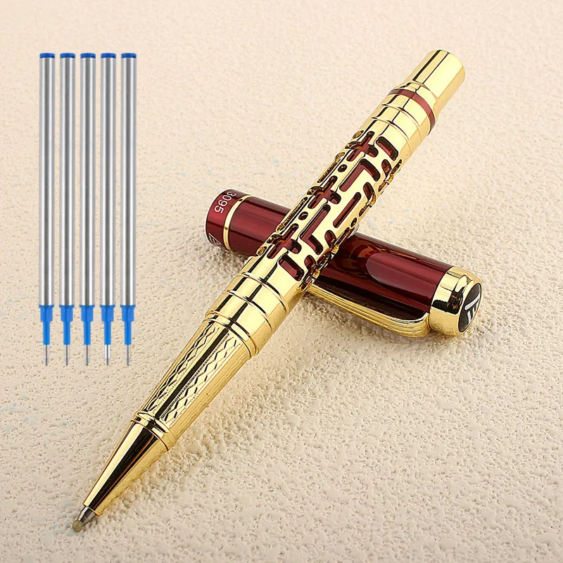 금속 고급 3095 롤러 볼펜, 금속 검정 빨강 0.5mm 펜촉, 문구류 학용품, 사무실 비즈니스 필기 잉크 펜