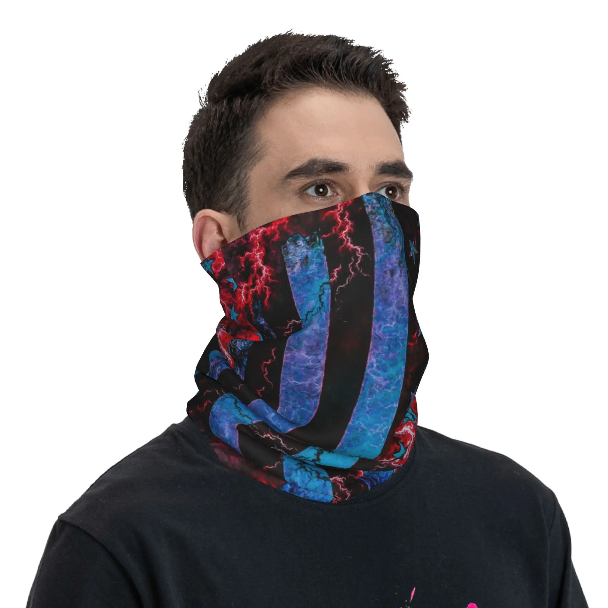 USA America Flag Bandana Neck Gaiter UV Protection Face Scarf Cover Men Women Headband Tube Balaclava