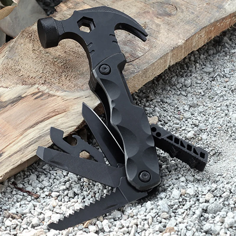 Outdoor portable camping emergency survival tool, multifunctional axe, hammer, knife, home repair combination tool