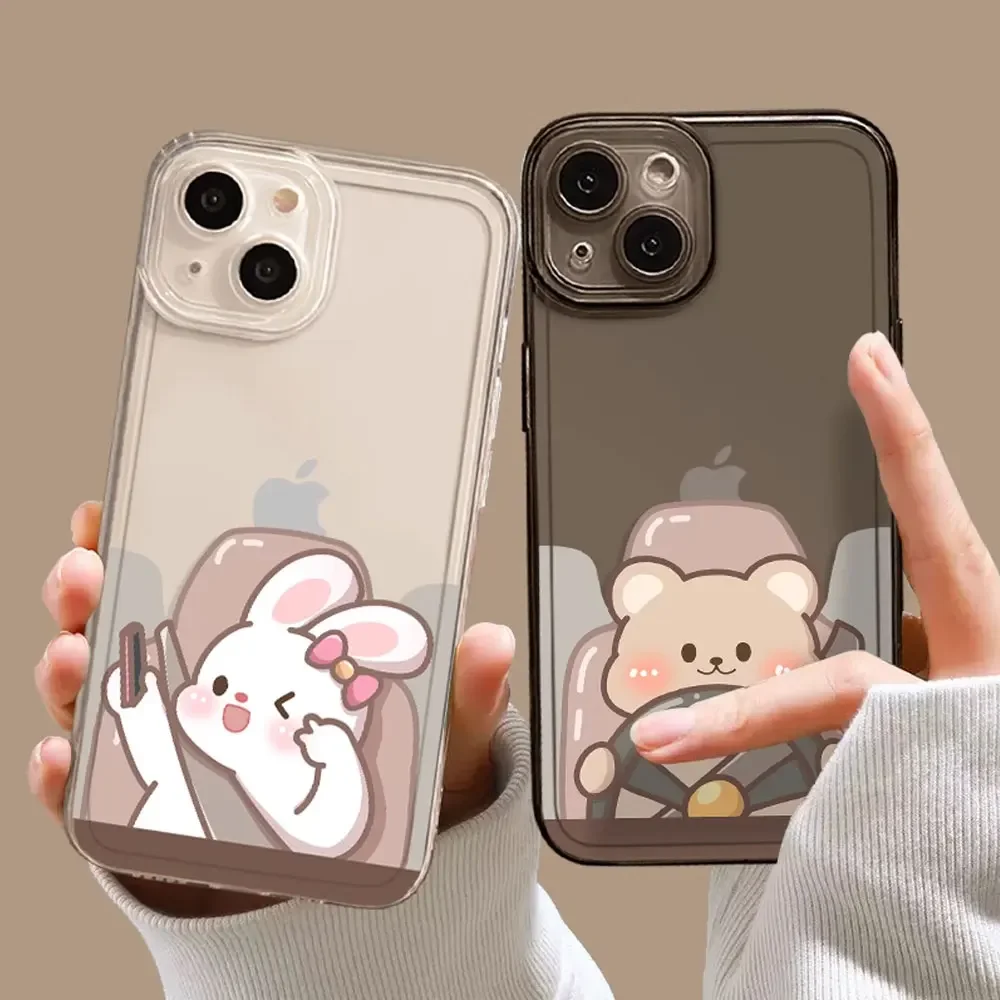 Adorable Bunny Bear Couples Soft Phone Case
