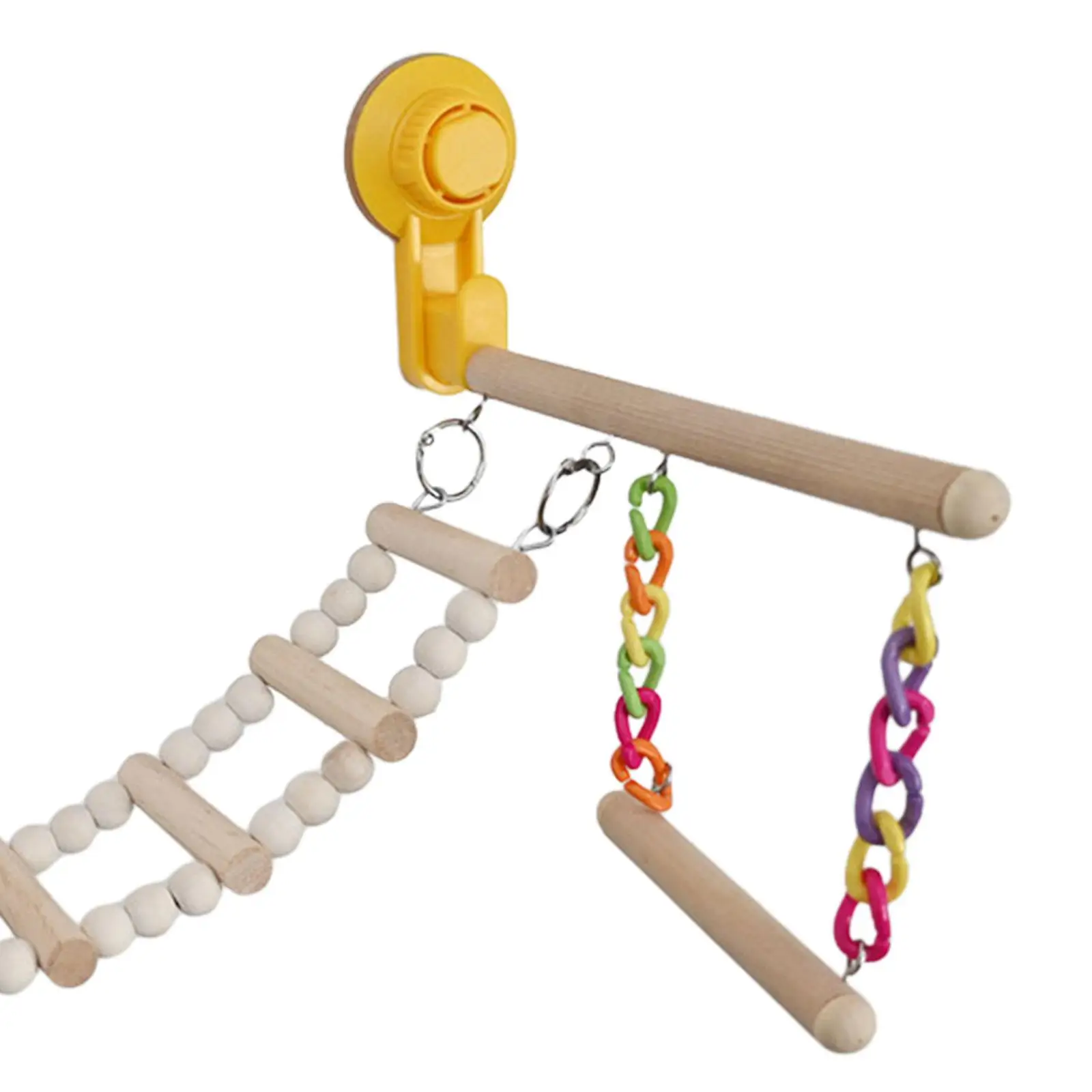 Suction Cup Wood Perch Toy Parrot Playstand for Hummingbird Budgie Parakeet