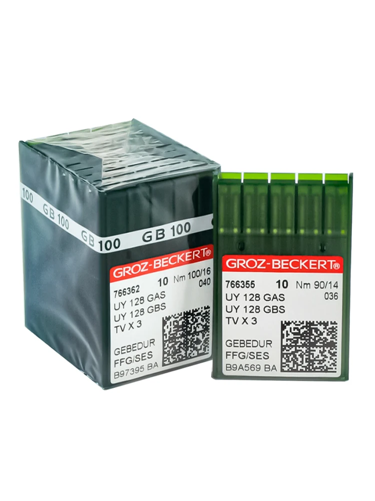 100 PCS 재봉틀 바늘 GROZ-BECKERT UY128 가스 3 바늘 5 스레드 기계 바늘 티타늄 도금 방지 과열