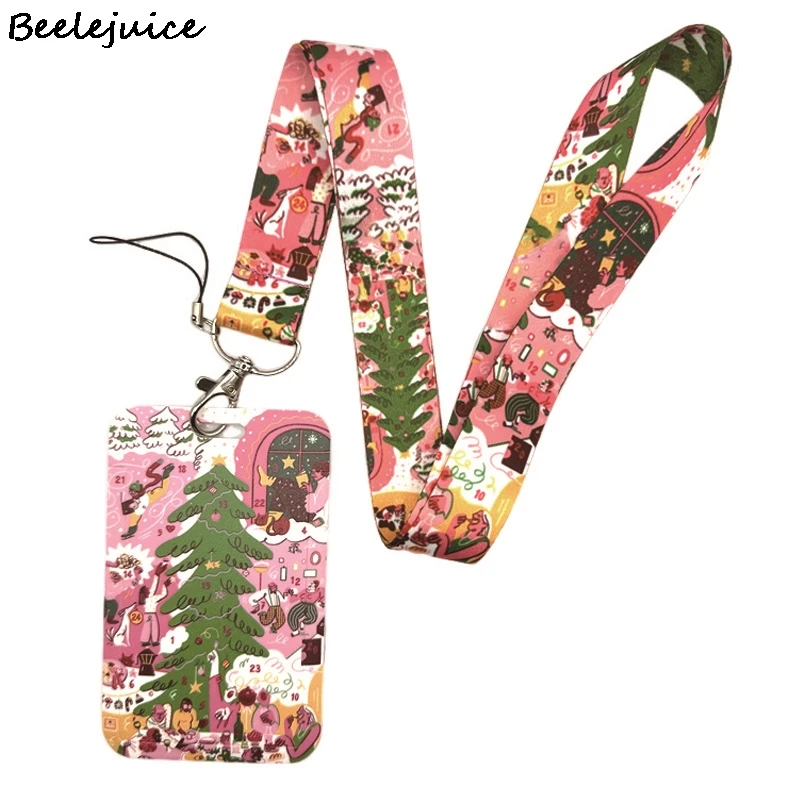 thumbnail image 1 of Merry Christmas Father Christmas Tree Art Key Chain webbings ribbons Neck Strap for Phone Keys ID Card Cartoon Lanyards, 1 of 5