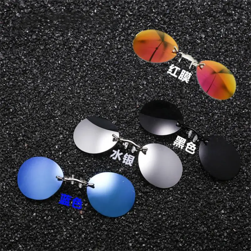 Clip On Nose Glasses Round Rimless Matrix Morpheus Sun Travel Shades Goggles Mini Frameless Vintage Men UV400_voghion.com