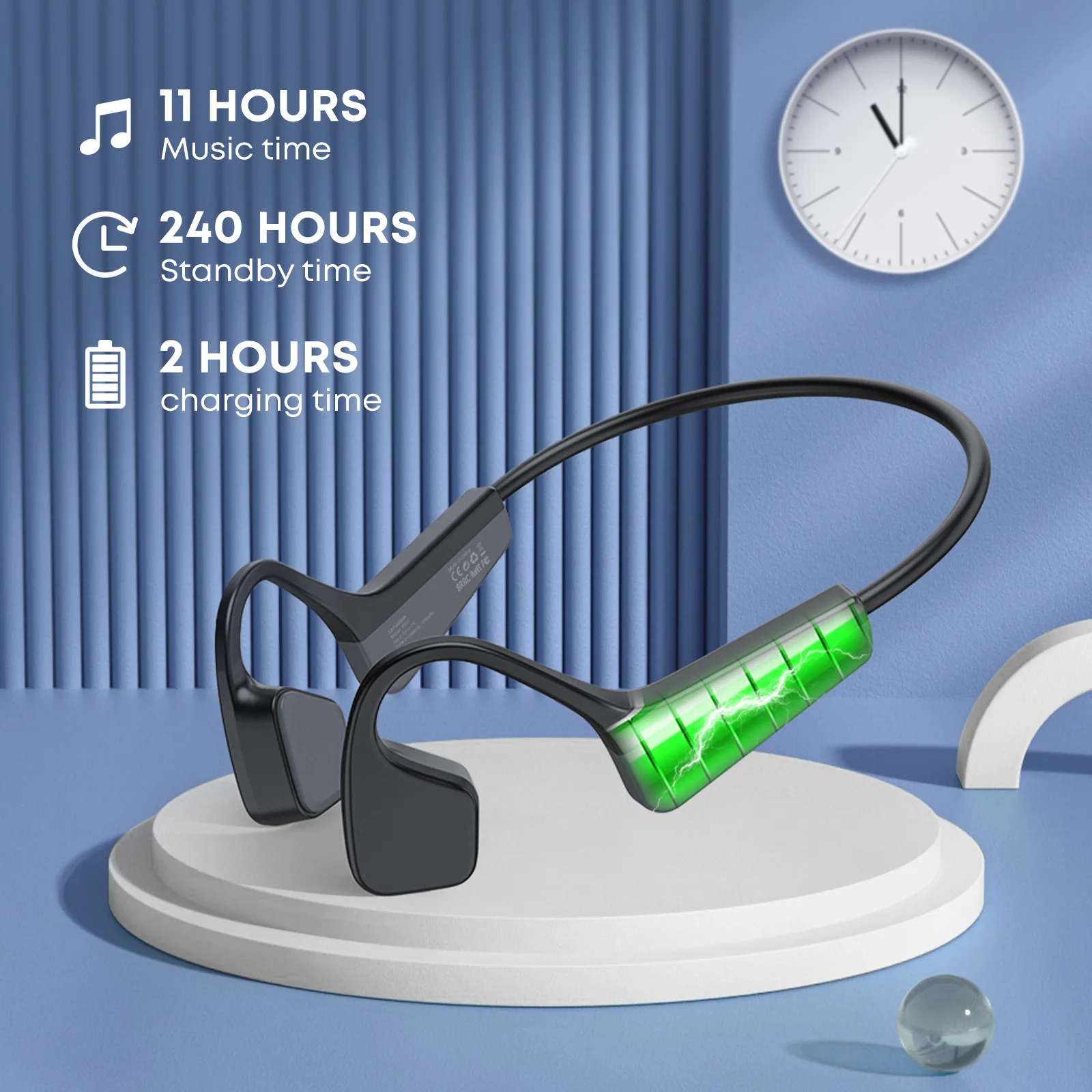 Wireless Waterproof Bone Conduction Sports Headphones with Earhooks