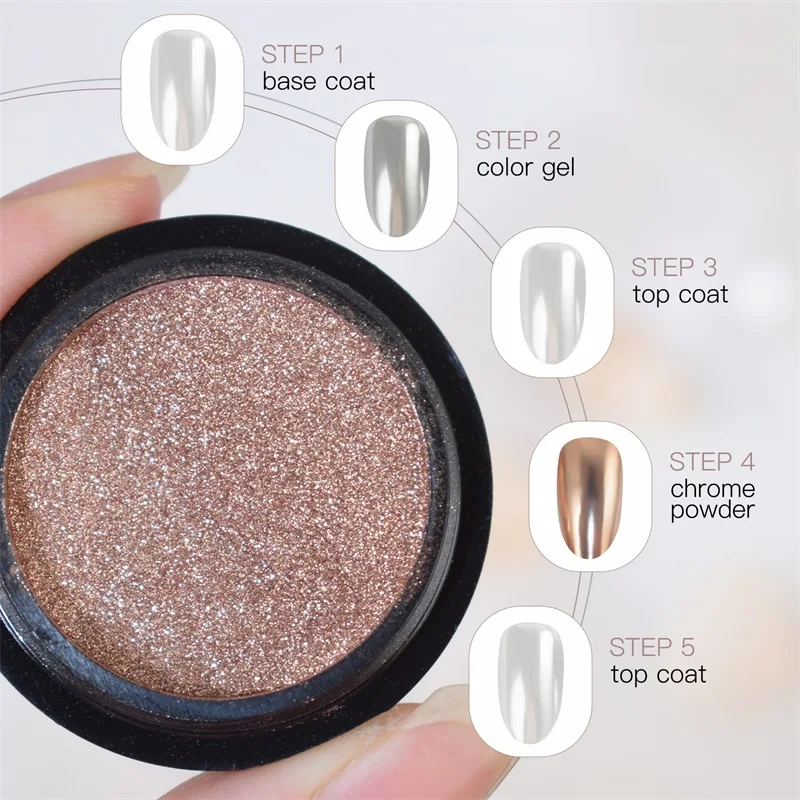 FSIXCL 0.5g Nail Chrome Powder Bronze Rose Gold Chameleon Mirror Effect Glitter for Nail Art Decoration Rubbing Pigment Dust