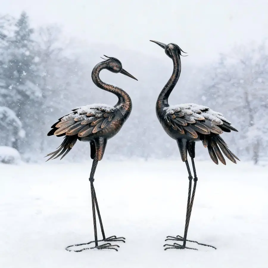 Metal Crane Garden Statue image 3