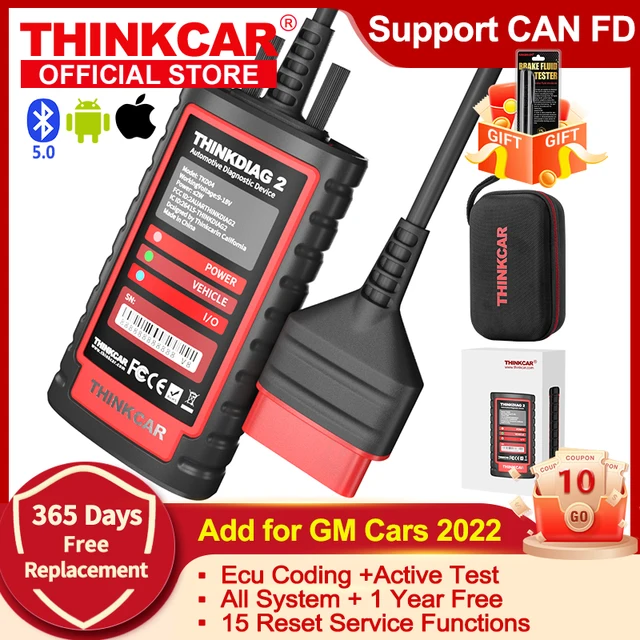 New Thinkcar ThinkDiag 2 ALL Car Brands Canfd protocol All Reset Service 1 Year Free OBD2 Diagnostic Tool Active Test ECU Coding 1