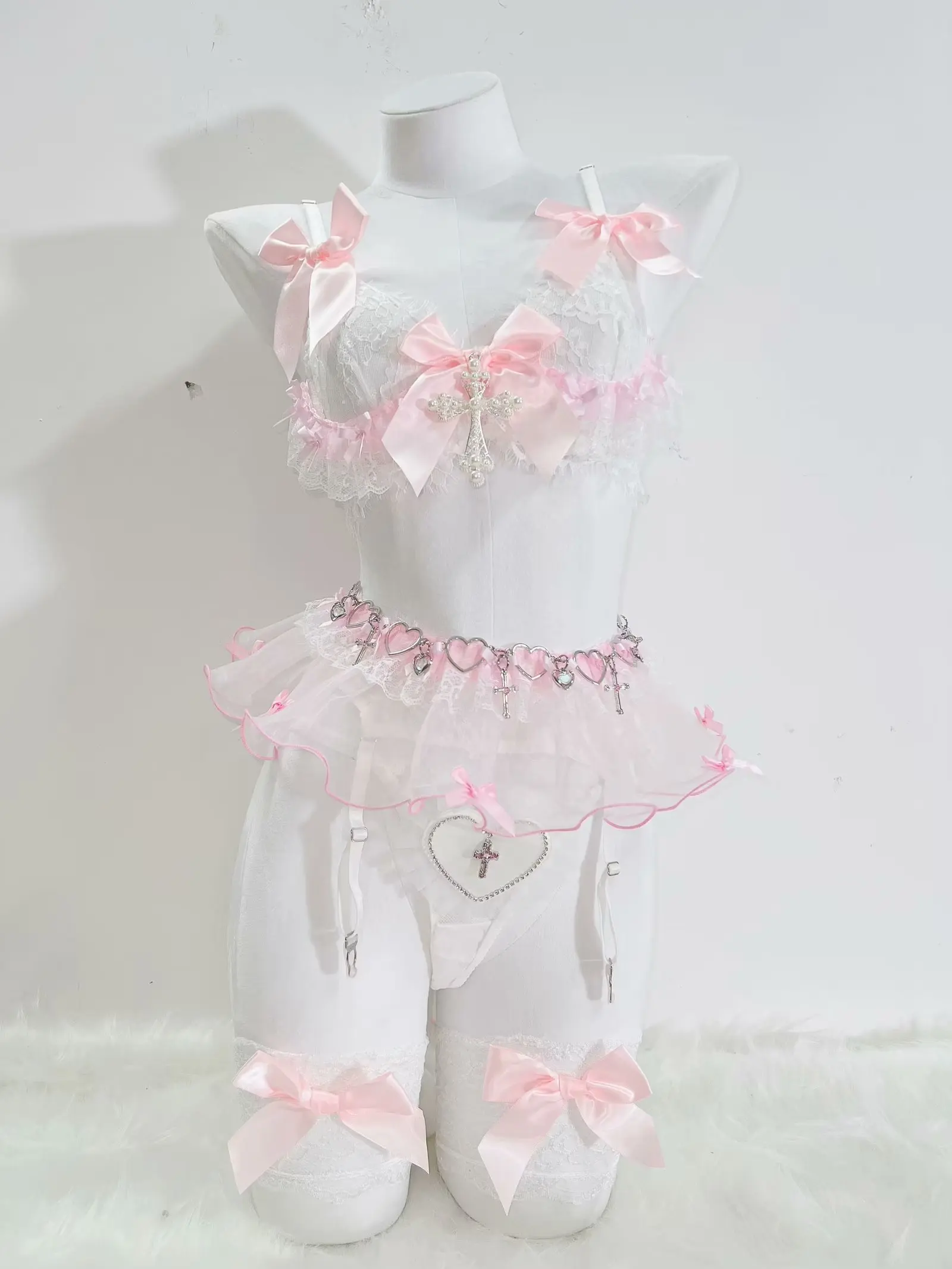 L’EST ROSE　重ね着風　バレエコア　y2k coquette 00s Venezia Tank Top Womens 22/24 Green Lace Coquette Sequin Y2K