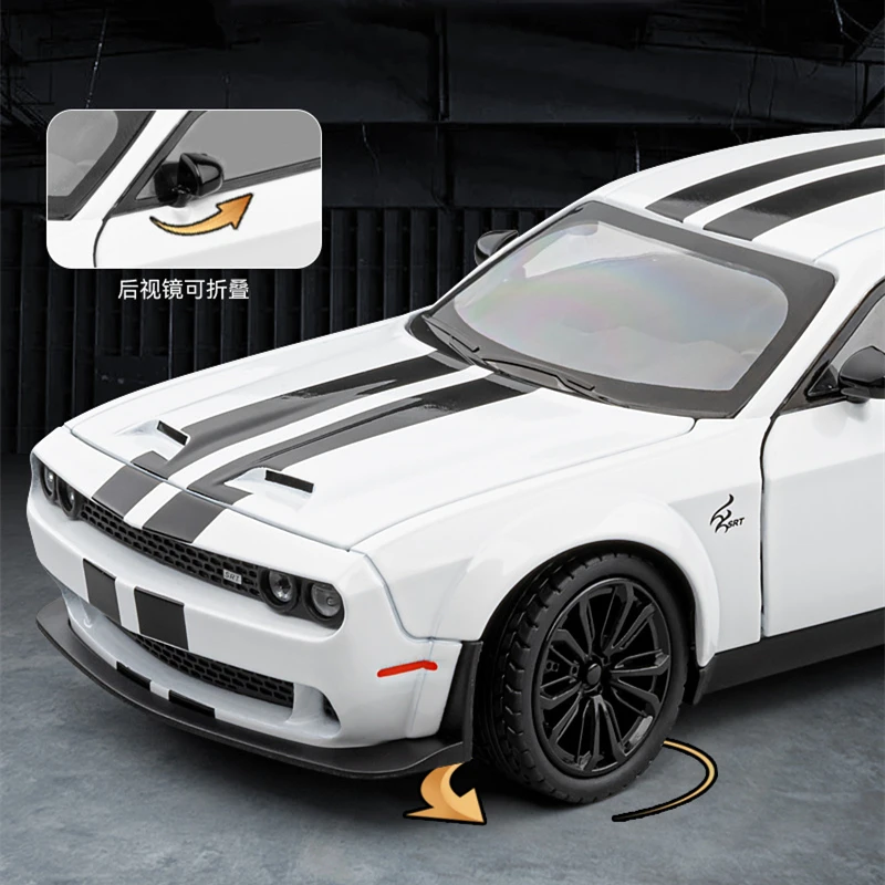 1:24 Dodge Challenger SRT Hellcat Alloy Musle Car Model Diecasts Metal Sports Car Vehicles Model Sound Light Childrens Toy Gift 4