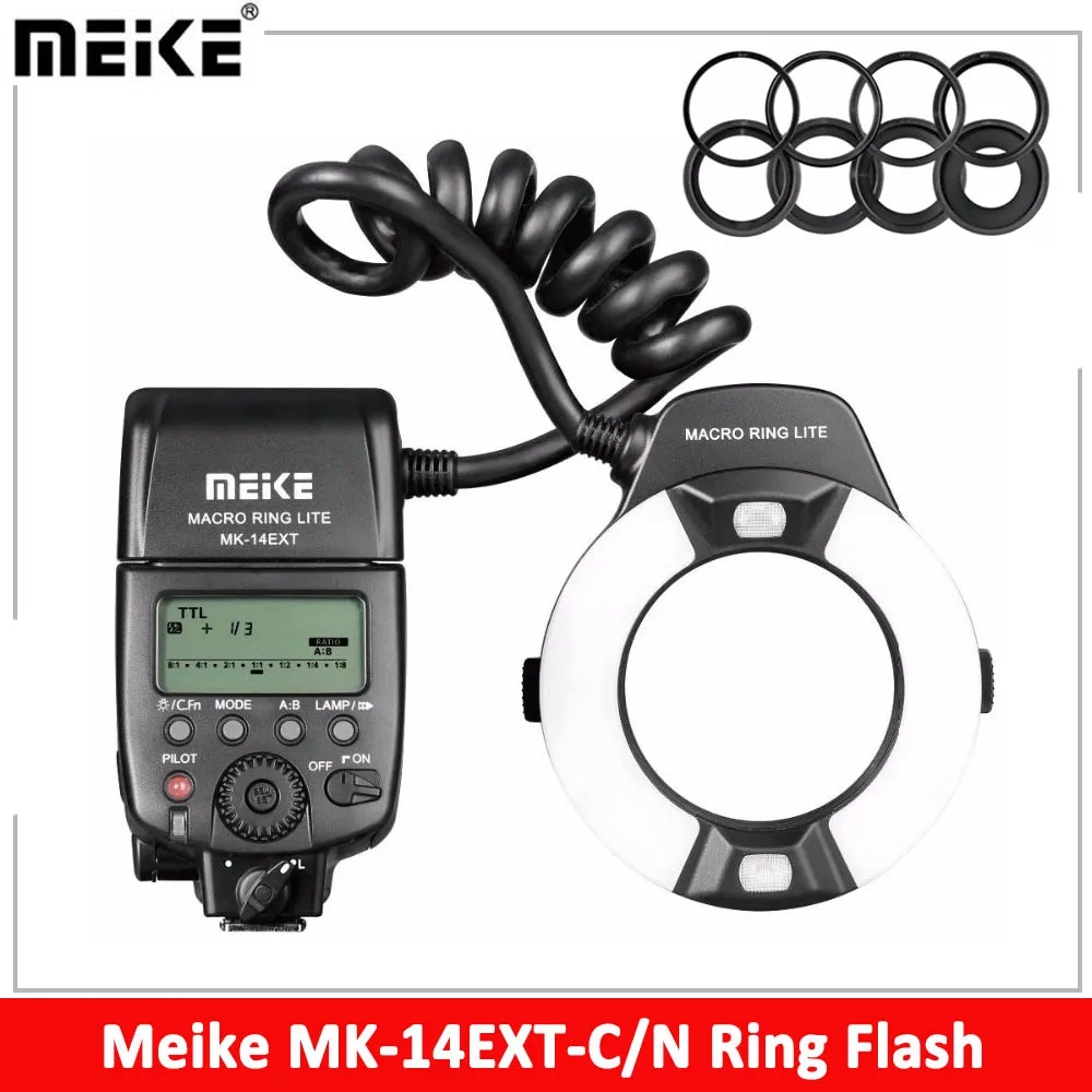 Meike Mk-14Ext Ring Flash E-Ttl Macro Led Ring Speedlite Per Canon 550D/ 760D/ 750D/ 1100D Per Nikon D80 D300S D600 D700 D800