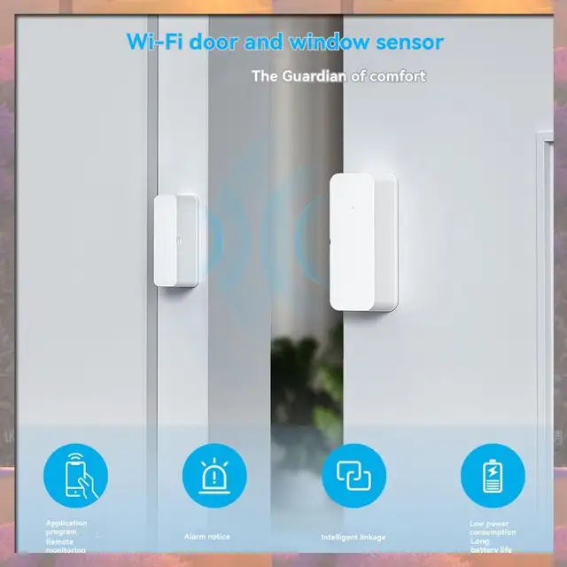Top Sale TUYA WIFI Enabled Smart Sensor For Door And Window, Wireless Alarm System For Home Security 1