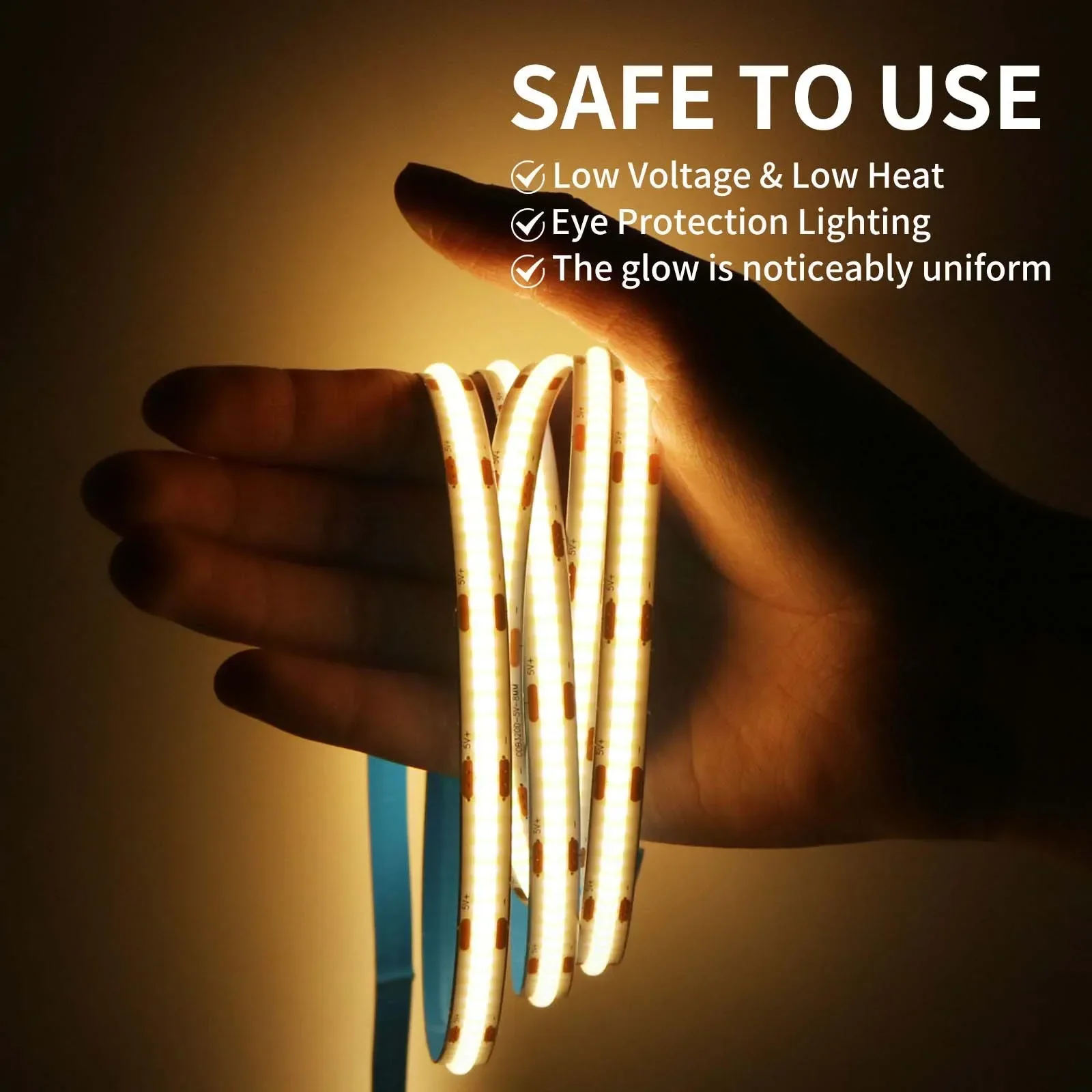 5V COB LED Strip Light USB Button Switch High Brightness Flexible Strip Light For TV Backlight Bedroom Study Room Decor Lighting