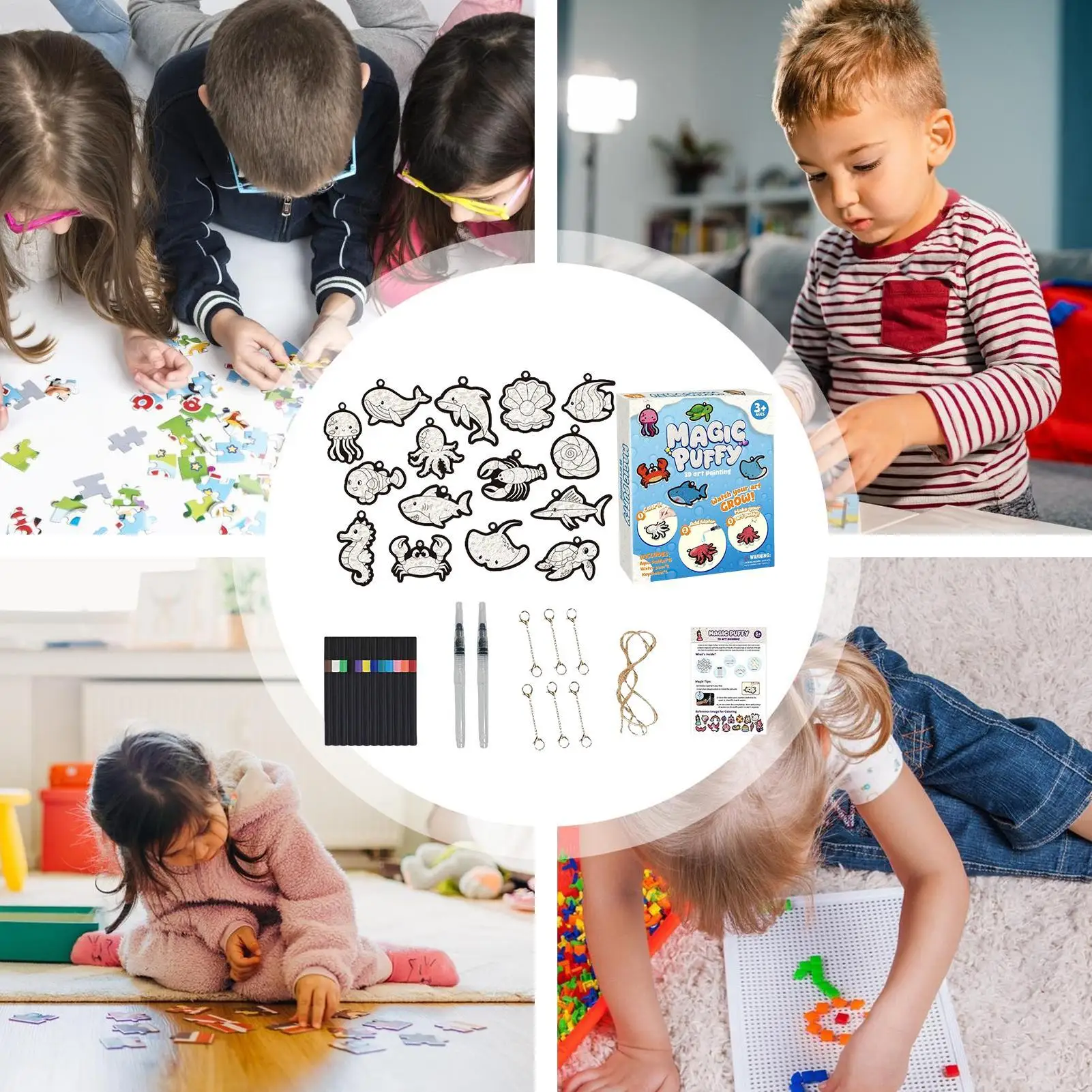 어린이용 폼 텍스처 드로잉 세트 페인트 공예 마커 펜 3D 효과 페인팅 성인 창의적 프로젝트 활동 홈 데코 학교용