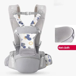 Ergonomic Baby Carrier Backpack with Hipseat and Kangaroo Wrap Sling Feature (Gray)