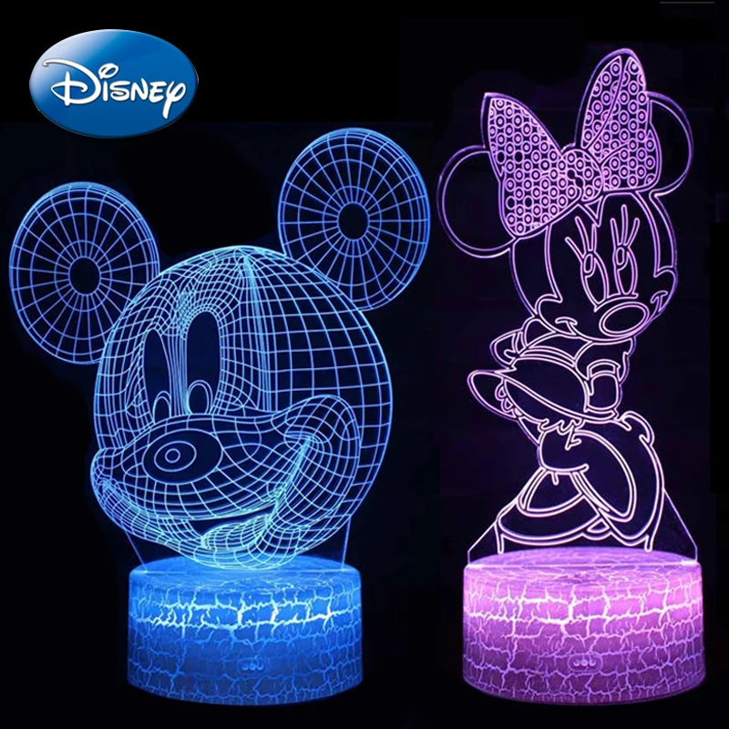 Disney Mickey Minnie Mouse 3D LED Lamp Anime Figures Night