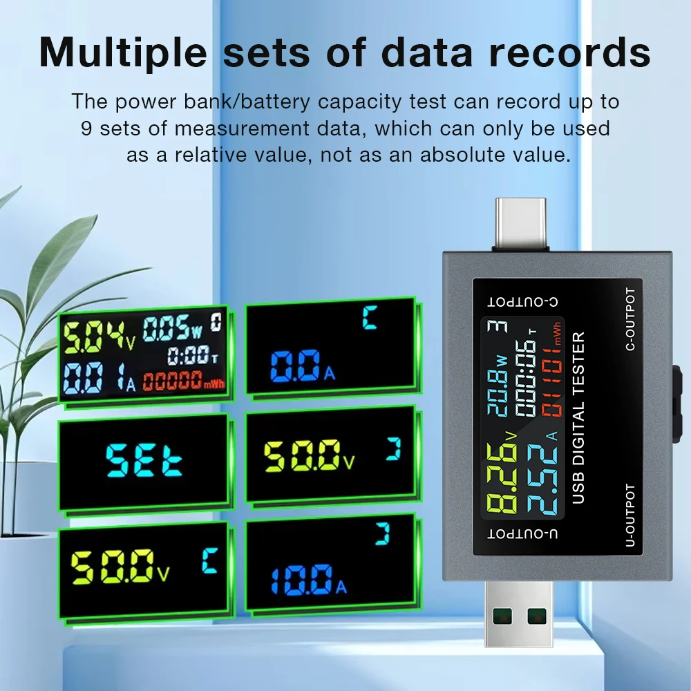 DC4-30V 디지털 전압계 USB Type-C 테스터 전압 전류계 전력계 보조베터리 충전 감지기 배터리 용량 테스터