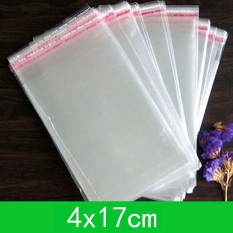 1000pcs/Lot New Jewelry Bag 4x17cm With Self adhesive Seal Clear Opp