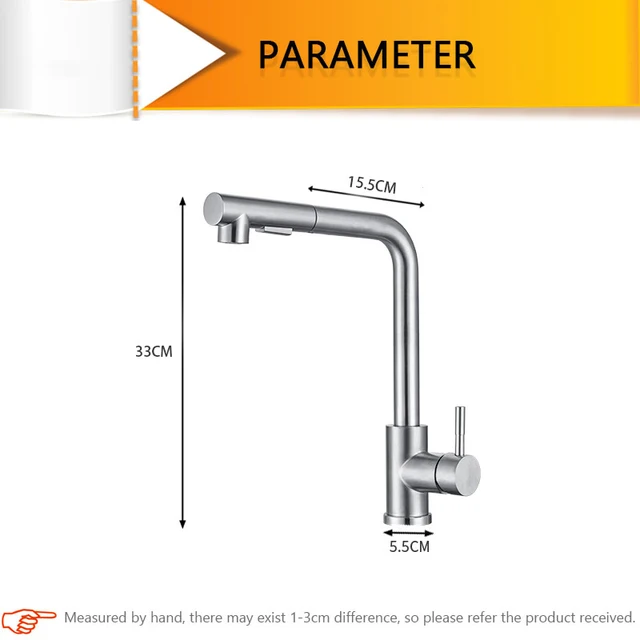 แปรงทองก๊อกน้ําห้องครัวอ่างล้างจานดึงร้อนเย็น TAP Deck Mount SUS304 สแตนเลส 360 องศาหมุนก๊อกน้ํา TAP 5
