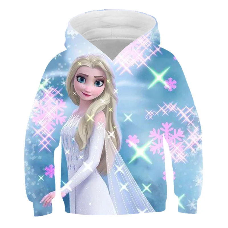 

2022 New Anna Elsa Winter Baby Girls Boys 3D Long Sleeve Hoodie Tops Spring Kids Frozen Print Hoodies 3 4 5 6 7 8 9 10 11 Years