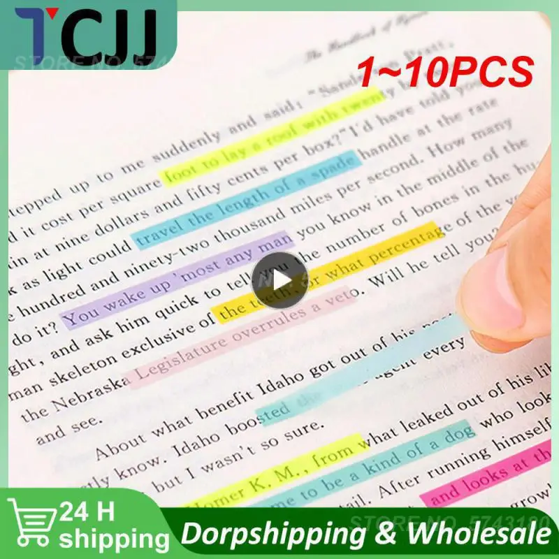

1~10PCS Color Stickers Transparent Fluorescent Flags Very Thin Strip Index Sticker Writable Color Transparent Post