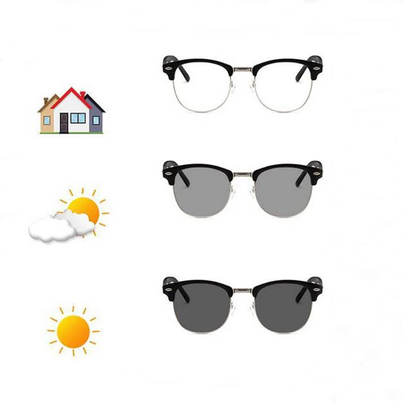 Fashion Eyeglasses 0-50-75 To-600 Sun Gray Photochromic Myopia Glasses Unisex Photosensitive Anti-glare Prescription