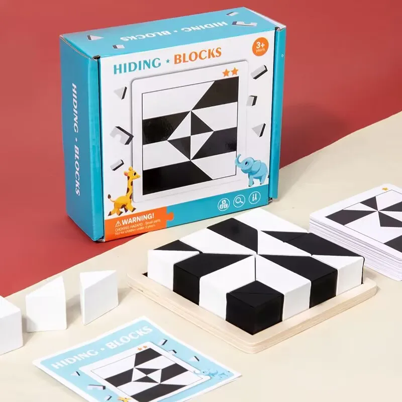 3D Wooden Puzzle Game Kids Montessori Toys Geometric Shapes Building Blocks Children Space Thinking Logic Educational Toy 5