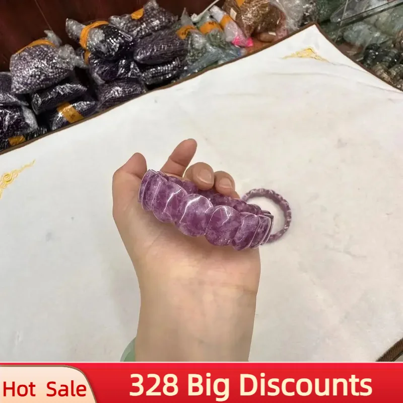 New Natural Aaaa Rare Mixed Purple Lepidolite Monet Garden Bracciale Smooth Gem Stone Per Gioielli Che Fanno Design Regalo Per Le Donne